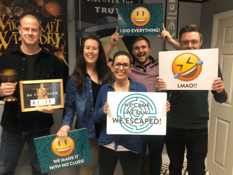 The winning team at the Escape room