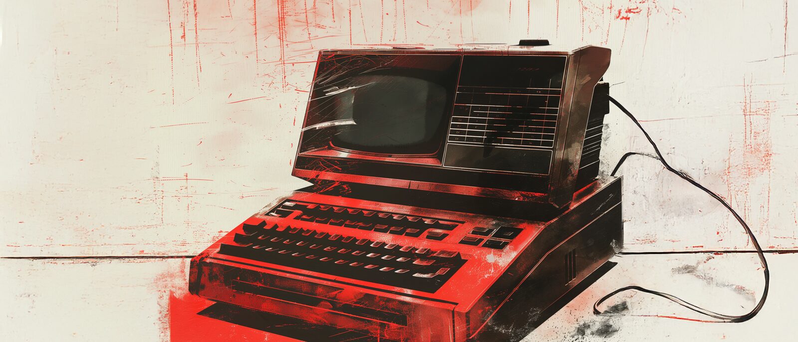 Collage illustration of an old fashioned computer