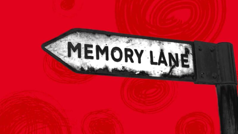 Directional sign that says Memory Lane