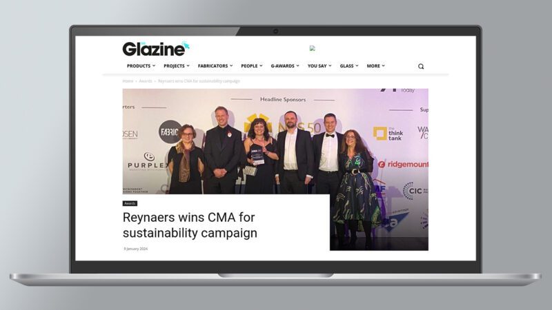 Award win image on the Glazine website