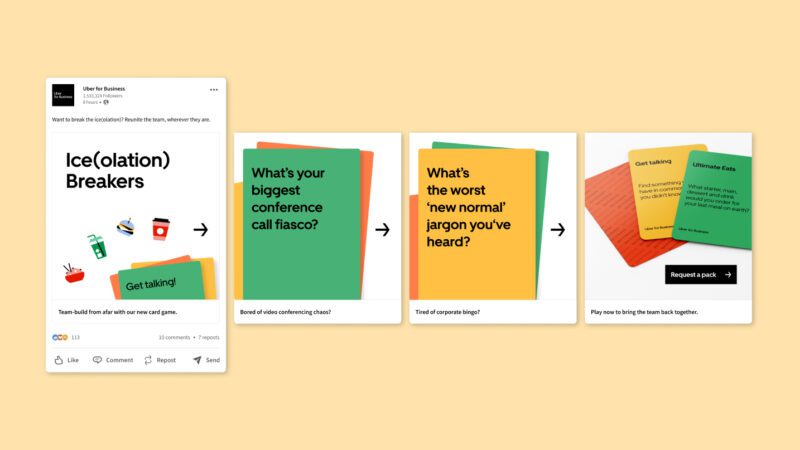 Uber for business LinkedIn Carousel advert designs