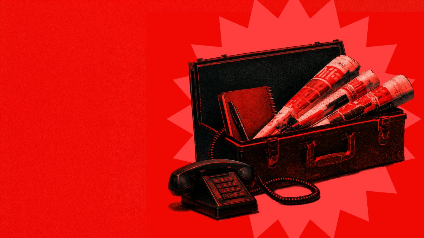 Lesniak Swann branded image of a briefcase and old fashioned telephone